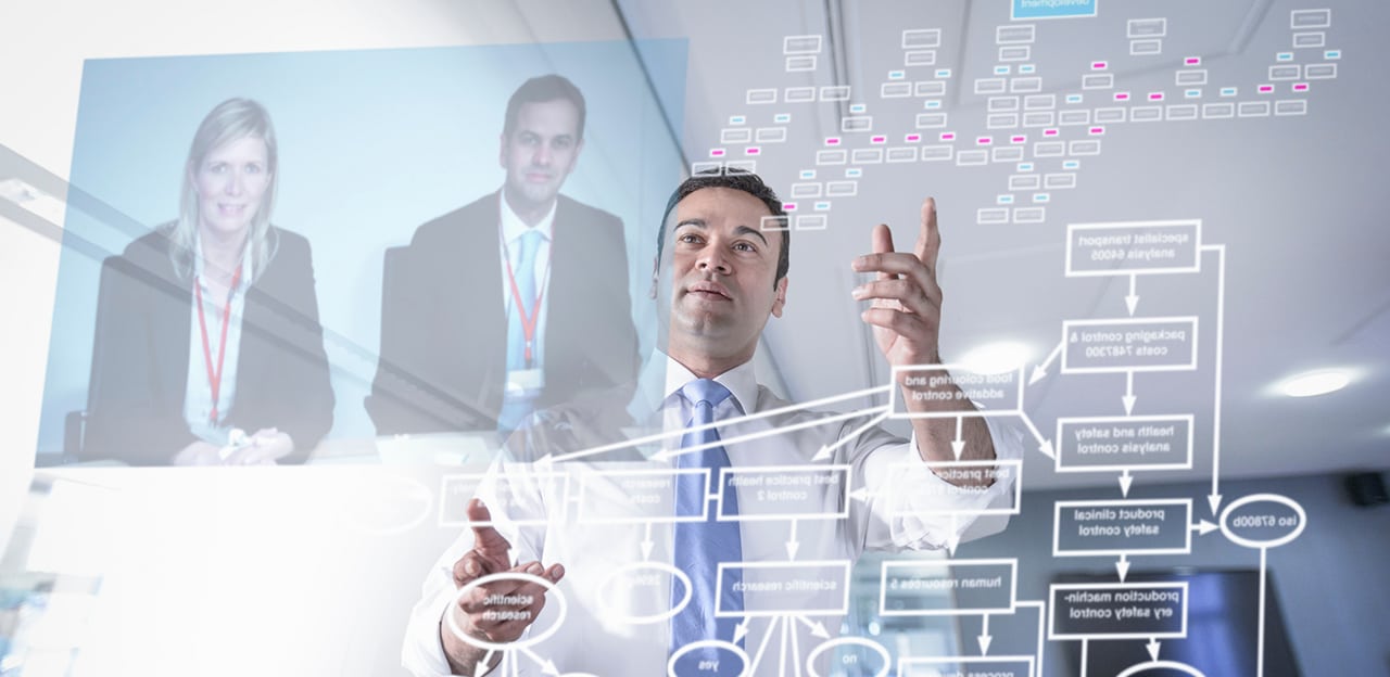 Using a futuristic glass panel to display and work with computer data